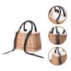 ABOOFAN Wicker Handbag Woven Rattan Storage Basket Top Handles Wedding Flower Girl Boho Style Beach Bag Straw Tote Retro Summer Clutch Beach Basket Purse Black view 4