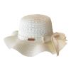 Children's Girls Panama Wide-Brim Floppy traw Sun-Hat Roll up Foldable Fedora Hat Summer Beach (White, 5-10 Years)