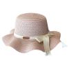 Children's Girls Panama Wide-Brim Floppy traw Sun-Hat Roll up Foldable Fedora Hat Summer Beach (Pink, 5-10 Years) view 1