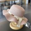 Children's Girls Panama Wide-Brim Floppy traw Sun-Hat Roll up Foldable Fedora Hat Summer Beach (Pink, 5-10 Years) view 2