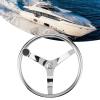 13~1/2in 25 Degree 3 Spoke Stainless Steel Boat Steering Wheel with Standard 3/4in Tapered Shaft,5/8in Nut Knob,for Boat, Yacht view 4