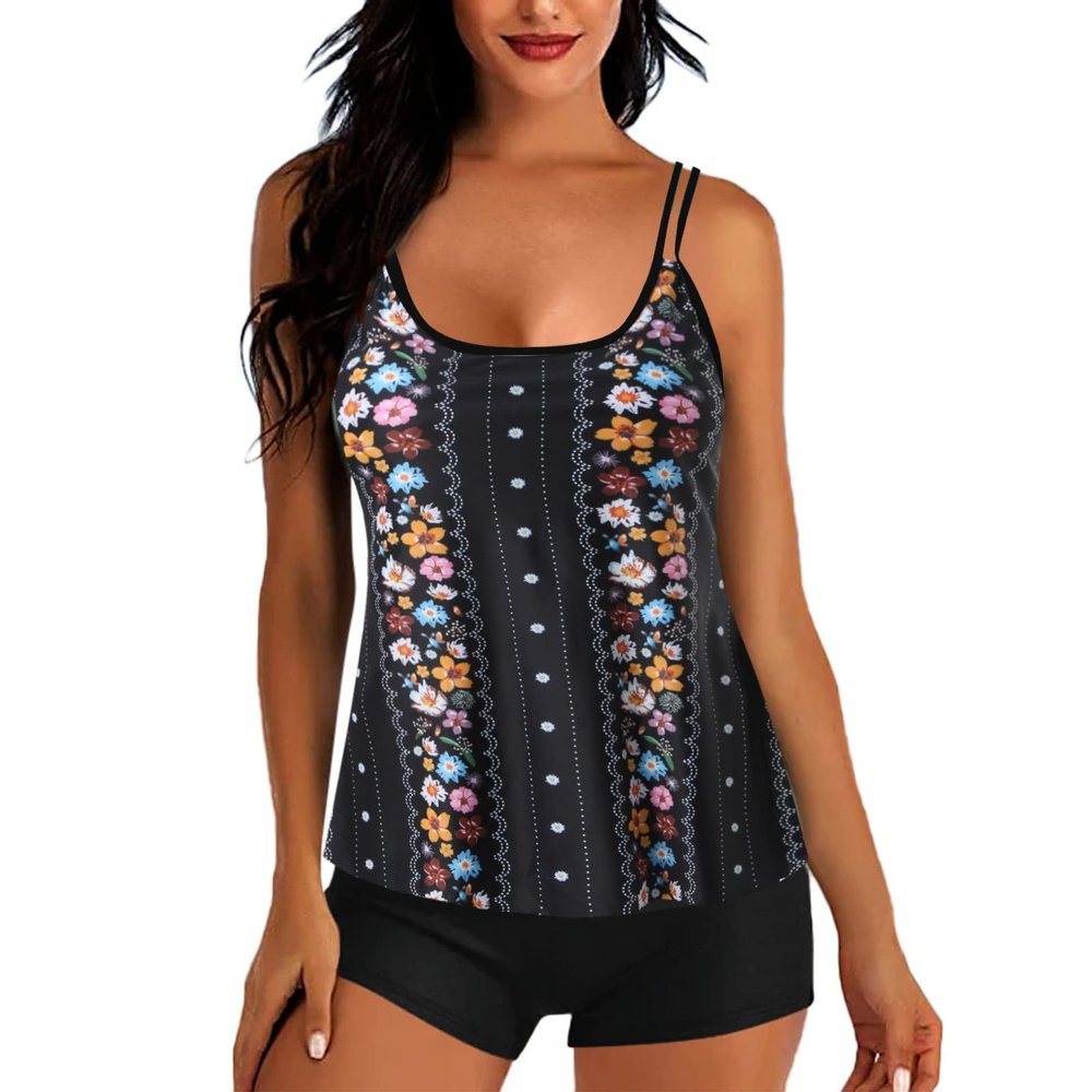 maisdgop Womens Tankini Bathing Suits High Waist Tummy Control Swimsuit Two Piece Swimsuits Tank Tops with Boyshort Swimwear