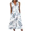 Women's Summer Design Casual Dress Sleeveless V-Neck Dress with Pockets Loose Flowy Swing Pleated Long Beach Dress view 1