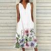 2024 Stocking Stuffers Women 's Summer Design Casual Dress Sleeveless V-Neck Dress with Pockets Loose Flowy Swing Pleated Long Beach Dress Sun Dresses for Women Casual 3X view 2