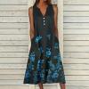 2024 Women 's Summer Design Casual Dress Sleeveless V-Neck Dress with Pockets Loose Flowy Swing Pleated Long Beach Dress Dress for Women Black 3X view 2