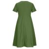 2024 Women Women s Plus Size CottLinen Summer Dress Casual V-Neck Solid Short Sleeve ButtPocket T-Shirt Dress dress for Women Green 4X view 4