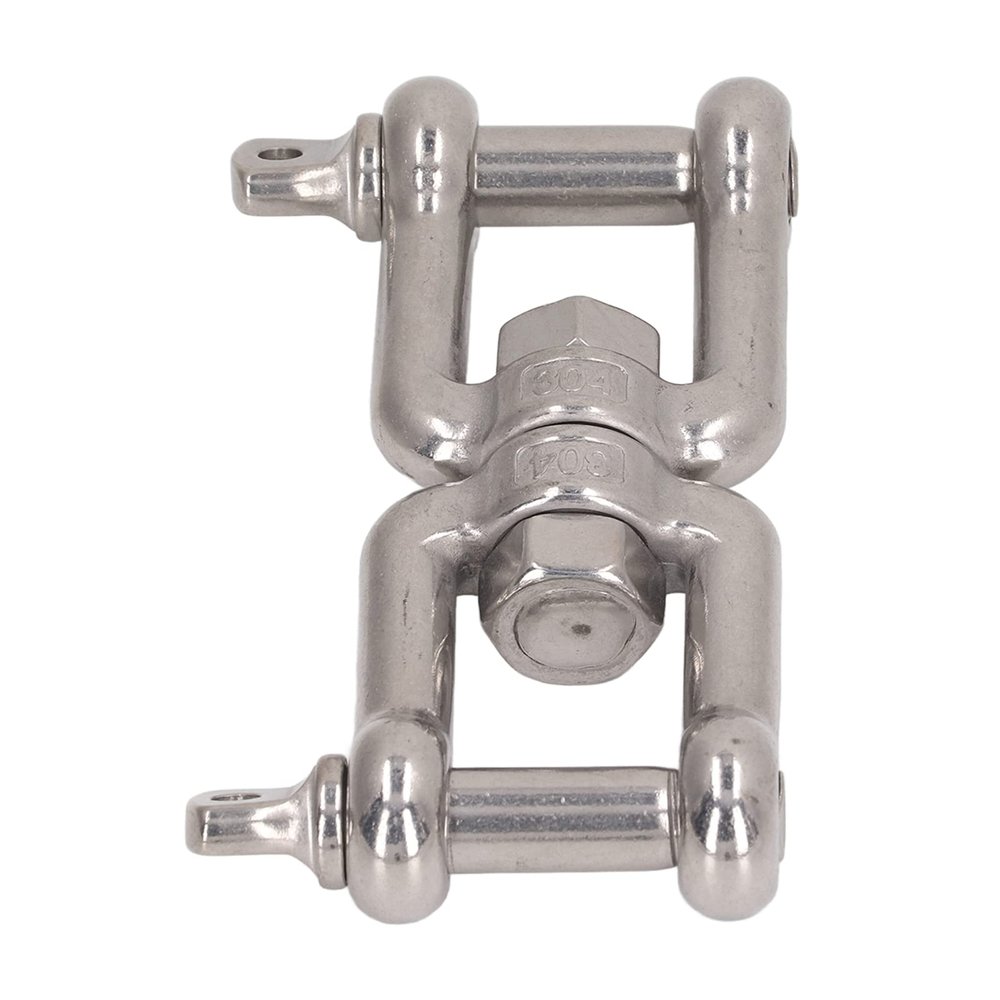KJAOYU Swivels Rings Snap Rolling Shackle Device,304 Stainless Steel Double Jaw Shackle Rustproof Universal Jaw Anchor Connector for Hardware Lifting Connection 12mm / 0.5in(12mm)