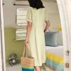 SMIDOW Women s Plus Size Cotton Linen Summer Dress Casual V-Neck Solid Short Sleeve Button Pocket T-Shirt Dress view 3