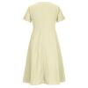 SMIDOW Women s Plus Size Cotton Linen Summer Dress Casual V-Neck Solid Short Sleeve Button Pocket T-Shirt Dress view 4