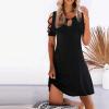 Womens Summer Boho Beach Dress Floral Print Short Sleeve Tshirt Dress Casual Loose Sundress Vacation Mini Dress Dress for Women Black L view 2