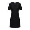 Womens Summer Boho Beach Dress Floral Print Short Sleeve Tshirt Dress Casual Loose Sundress Vacation Mini Dress Dress for Women Black L view 3