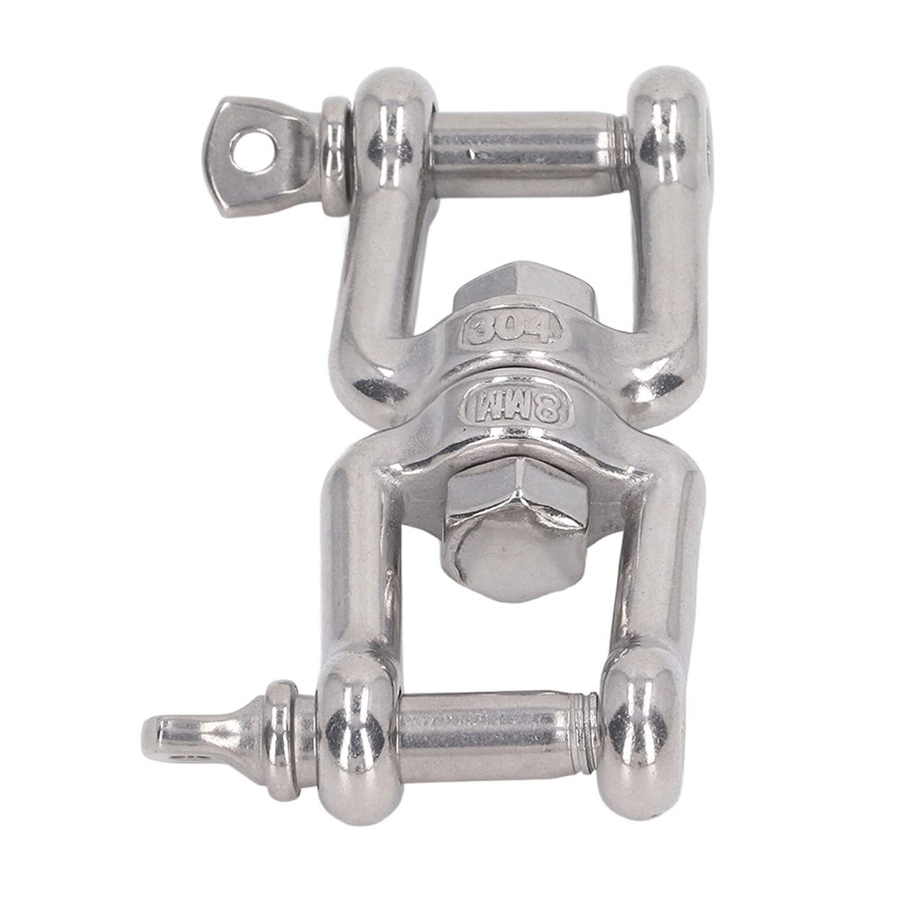KJAOYU Swivels Rings Snap Rolling Shackle Device,304 Stainless Steel Double Jaw Shackle Rustproof Universal Jaw Anchor Connector for Hardware Lifting Connection 12mm / 0.5in(8mm)