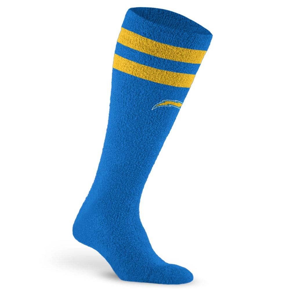 For Bare Feet NFL LOS ANGELES CHARGERS Cozy Feather Compression Varsity Stripe Team Color Small/Medium