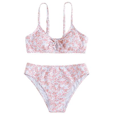 1 12 Girl 2 Piece Swimsuit Sport Floral Prints High Waist Bikini Set Swimwear Bathing Suit Toddler (Pink, 11-13 Years)