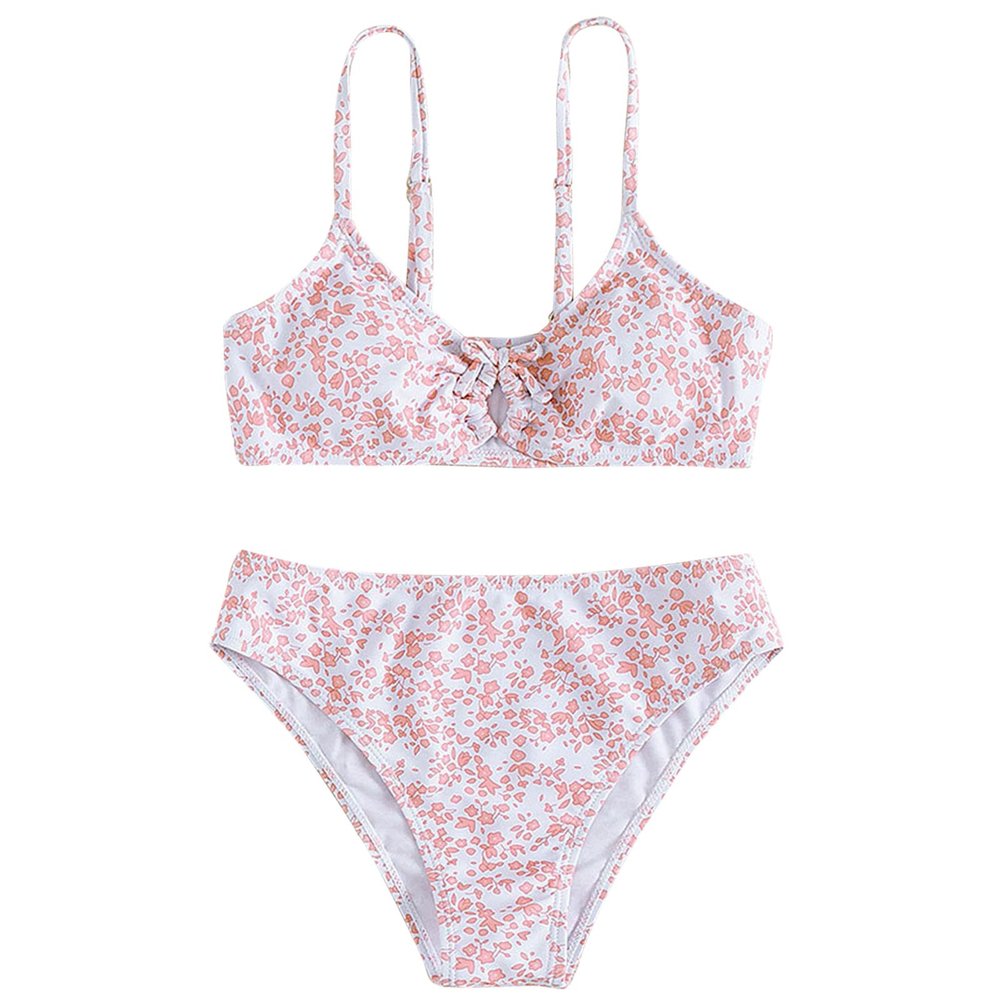 1 12 Girl 2 Piece Swimsuit Sport Floral Prints High Waist Bikini Set Swimwear Bathing Suit Toddler (Pink, 11-13 Years)
