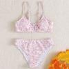 1 12 Girl 2 Piece Swimsuit Sport Floral Prints High Waist Bikini Set Swimwear Bathing Suit Toddler (Pink, 11-13 Years) view 3