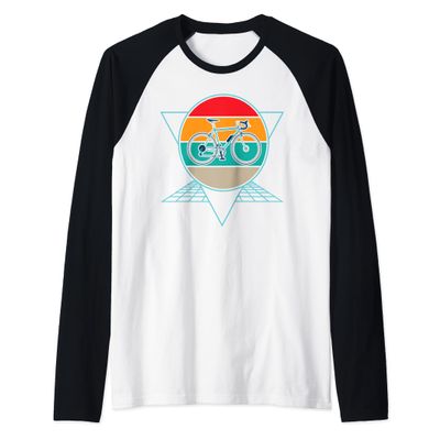 Bicycle Retro Vintage Cycling 70s 80s Style Cyclist Sports Raglan Baseball Tee