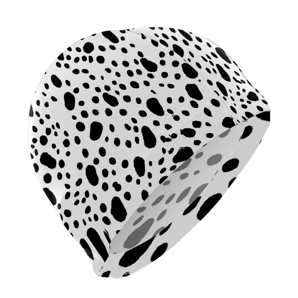 Stylish Printed Swimming Cap Hair Scalp Protection Less Resistance Waterproof for Women Large for Long Hair Men's Swim Cap Ideal for Adults Teens Black and White