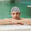 Stylish Printed Swimming Cap Hair Scalp Protection Less Resistance Waterproof for Women Large for Long Hair Men's Swim Cap Ideal for Adults Teens Black and White view 3