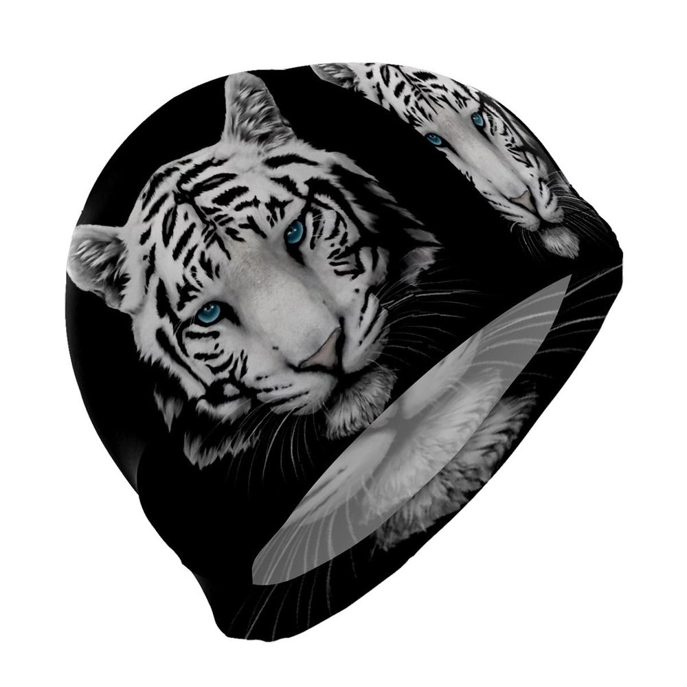 Stylish Printed Swimming Cap Hair Scalp Protection Less Resistance Waterproof for Women Large for Long Hair Men's Swim Cap Ideal for Adults Teens Tiger