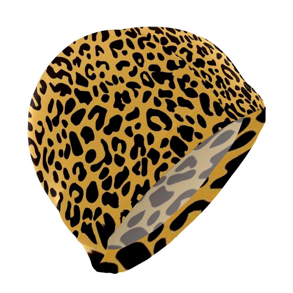 Stylish Printed Swimming Cap Hair Scalp Protection Less Resistance Waterproof for Women Large for Long Hair Men's Swim Cap Ideal for Adults Teens Leopard