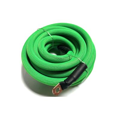4 Gauge Custom Color + Length Snakeskin Braided Sleeving OFC Wire Strands Copper Marine Cable AWG (Green, 25 FT)