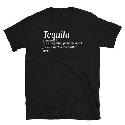 Funny Tequila Definition Bartender Bar Drink T-Shirt Black