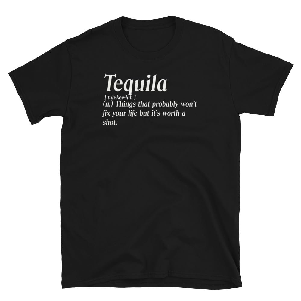 Funny Tequila Definition Bartender Bar Drink T-Shirt Black