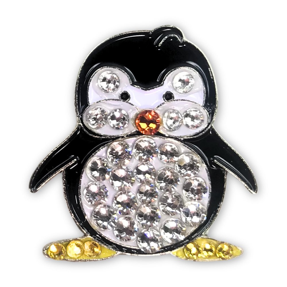 Bonjoc Premium Crystal Golf Ball Marker with Magnetic Hat Clip Penguins (Crystal) | Perfect Golf Accessories, Golf Gift, and Golf Giveaway for Men Women with add-ons Available!