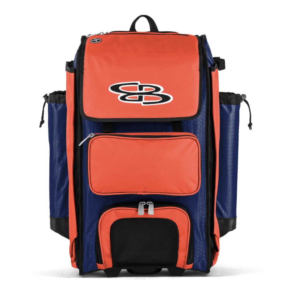 Boombah Catchers Superpack Hybrid Rolling Bat Bag - BM-9060C23 Royal/Orange - Wheeled & Backpack Version