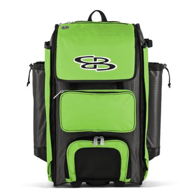 Boombah Catchers Superpack Hybrid Rolling Bat Bag - BM-9060C23 Charcoal/Lime Green - Wheeled & Backpack Version