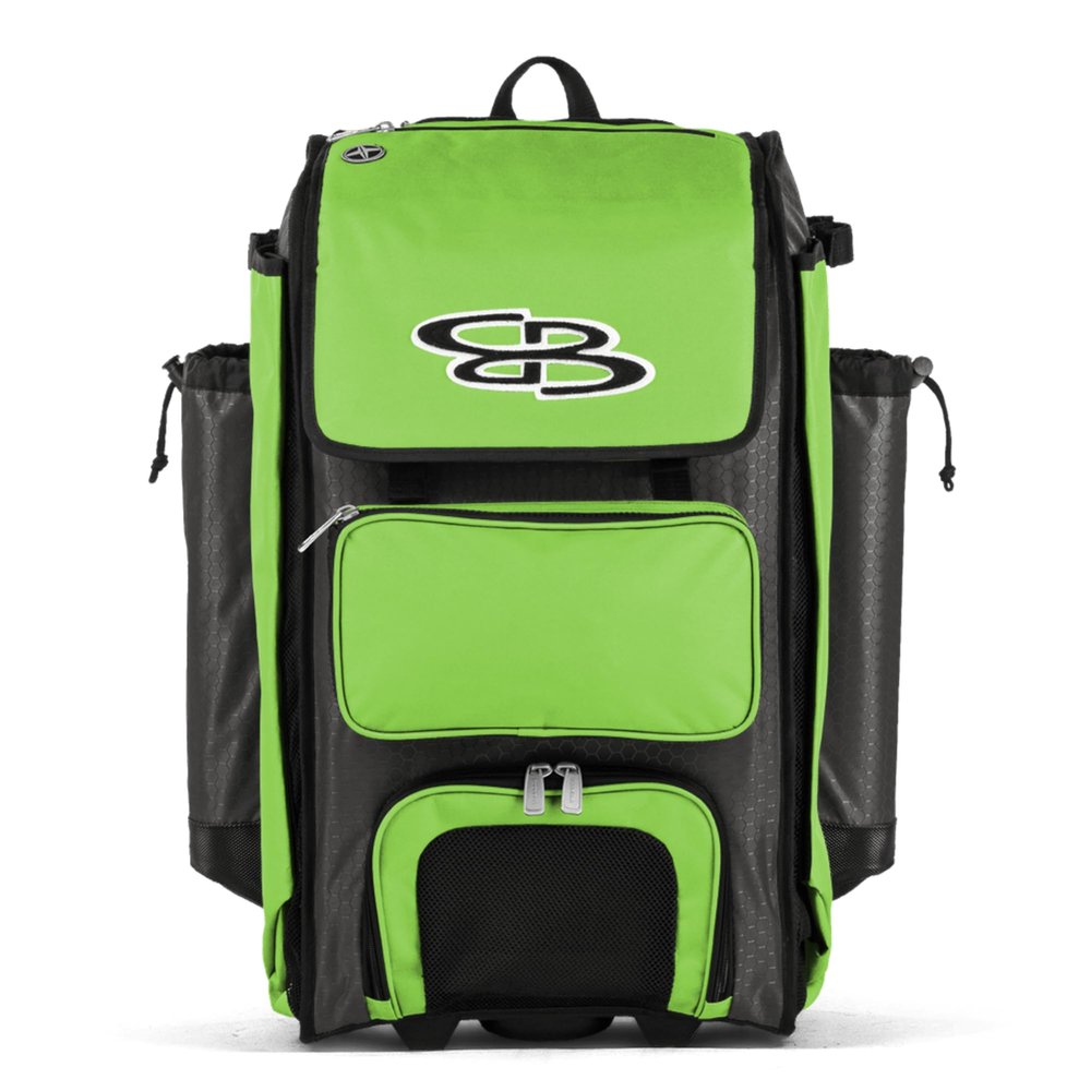 Boombah Catchers Superpack Hybrid Rolling Bat Bag - BM-9060C23 Charcoal/Lime Green - Wheeled & Backpack Version