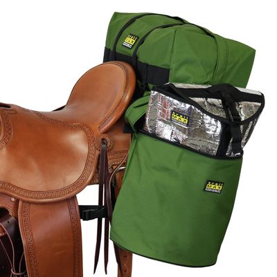 TrailMax Large Saddlebags for Trail Riding; Insulated Saddle Bags for Horses with Detachable Cantle Bag; Saddle Bag & Cantle Bag Set; Saddle Bags for Western & Endurance Saddles; Olive
