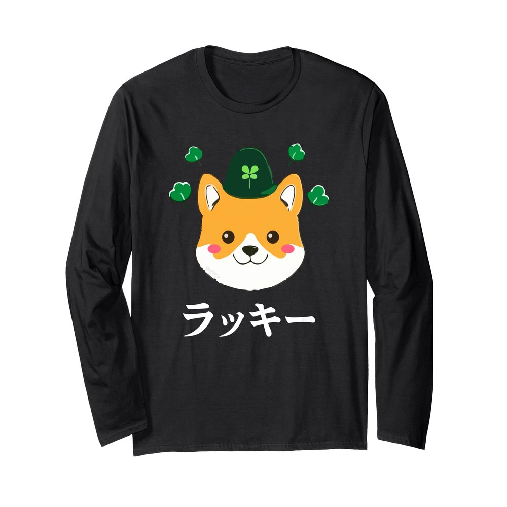 Cute Lucky Shiba Inu Japanese St. Patrick's Day Long Sleeve T-Shirt