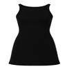 Ashen Fane Women's Sleeveless Heavy Weight Rib Cotton Spaghetti Strap Boatneck Mini Dress, Black, X-Small view 2