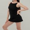 Ashen Fane Women's Sleeveless Heavy Weight Rib Cotton Spaghetti Strap Boatneck Mini Dress, Black, X-Small view 3