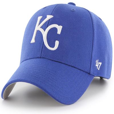 47 Brand MLB Team Color Primary Logo MVP Adjustable Structure Baseball Cap Hat, Adult One Size Fits All - Kansas City Royals Royal Blue