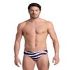 ARENA Performance Men's Multi Stripes Swim Brief Chlorine Resistant MaxLife Swimsuit Practice Pool Training Competitive Bathing Suit, Navy/Multi, US Size 36