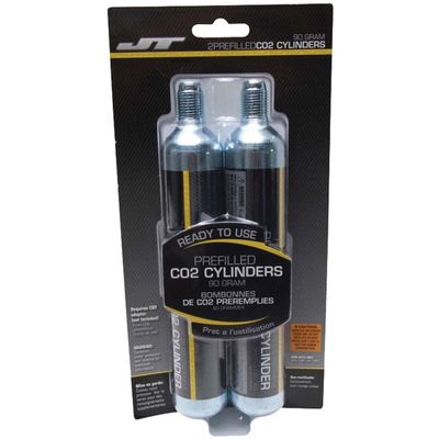 JT 90g CO2 Cartidges w/PBB Barrel Plug & Squeegee (88g Crosman AirSource cylinders Compatible) (24)