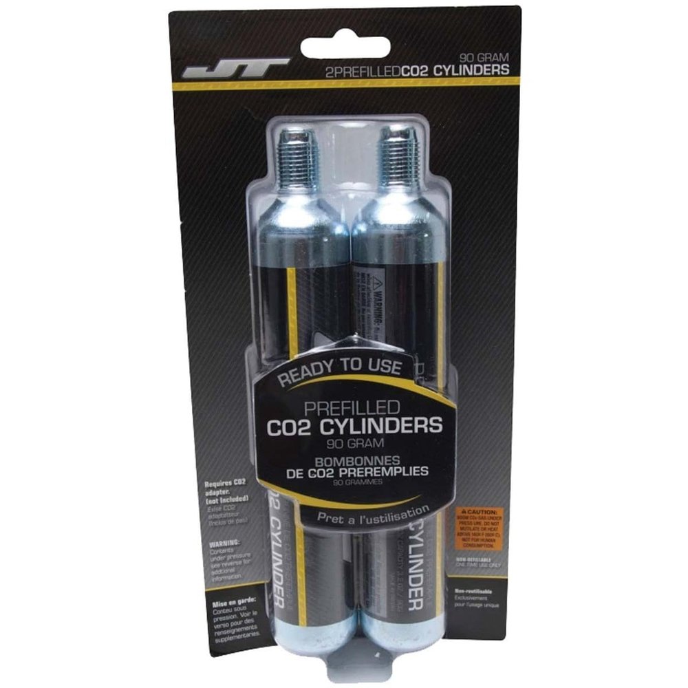 JT 90g CO2 Cartidges w/PBB Barrel Plug & Squeegee (88g Crosman AirSource cylinders Compatible) (24)