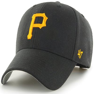 47 Brand MLB Team Color Primary Logo MVP Adjustable Structure Baseball Cap Hat, Adult One Size Fits All - Pittsburgh Pirates Black