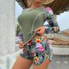 NineFit Basics Women Two Piece Rash Guard Long Sleeve Swimsuits Uv UPF 50+ Swim Tops Shirt Workout Bathing Suit with Boyshort Bottom, X-Large, A11_army Green view 2