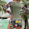 NineFit Basics Women Two Piece Rash Guard Long Sleeve Swimsuits Uv UPF 50+ Swim Tops Shirt Workout Bathing Suit with Boyshort Bottom, X-Large, A11_army Green view 3