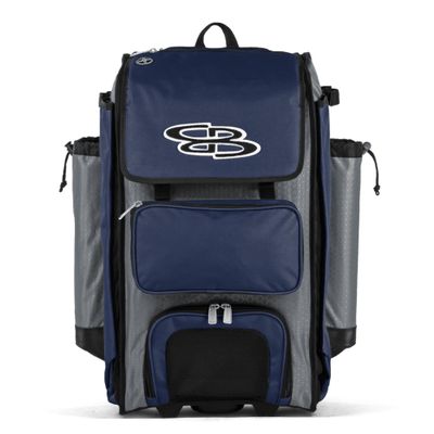 Boombah Catchers Superpack Hybrid Rolling Bat Bag - BM-9060C23 Gray/Navy - Wheeled & Backpack Version