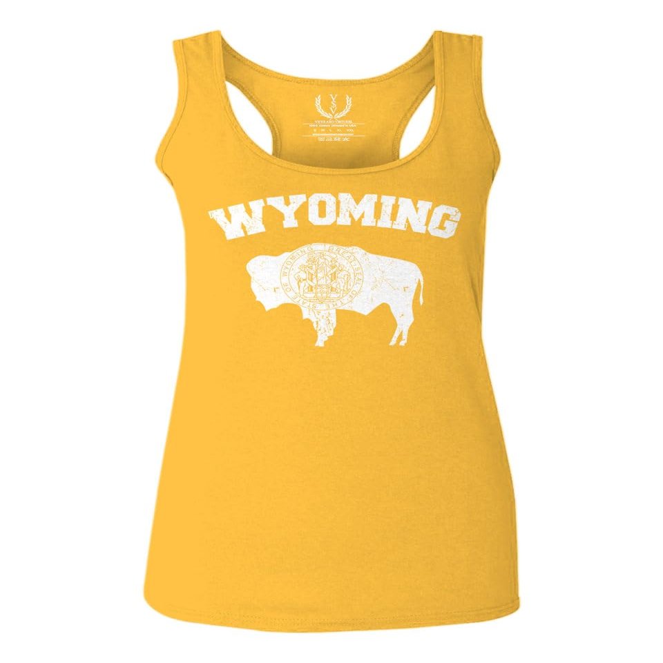 0569. Vintage Wyoming Retro Pride Flag Arch wy Women's Tank Top Racerback (Gold Large)
