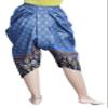 RaanPahMuang Sukhothai Traditional Mixed Fabric JonGrabaen Thai Pants, Medium-Large, Cotton - Medium Blue view 3