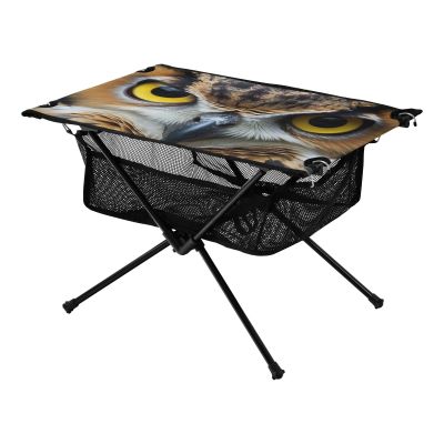 SDMKA Owl Close Up Pattern Outdoor Folding Table for Camping, Beach & Picnic  Portable, Easy-to-Carry Camping Side Table with Durable Bag for BBQ, Camp Use
