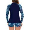 NineFit Basics Women Two Piece Rash Guard Long Sleeve Swimsuits Uv UPF 50+ Swim Tops Shirt Workout Bathing Suit with Boyshort Bottom, XX-Large, A02_blue view 3
