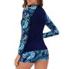 NineFit Basics Women Two Piece Rash Guard Long Sleeve Swimsuits Uv UPF 50+ Swim Tops Shirt Workout Bathing Suit with Boyshort Bottom, XX-Large, A02_blue view 4