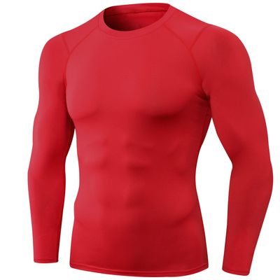 SPVISE Red Men's Compression Long Sleeve Shirts Dry Fit Athletic Workout Shirts Sports Base Layer Gym Tops Running T-Shirts